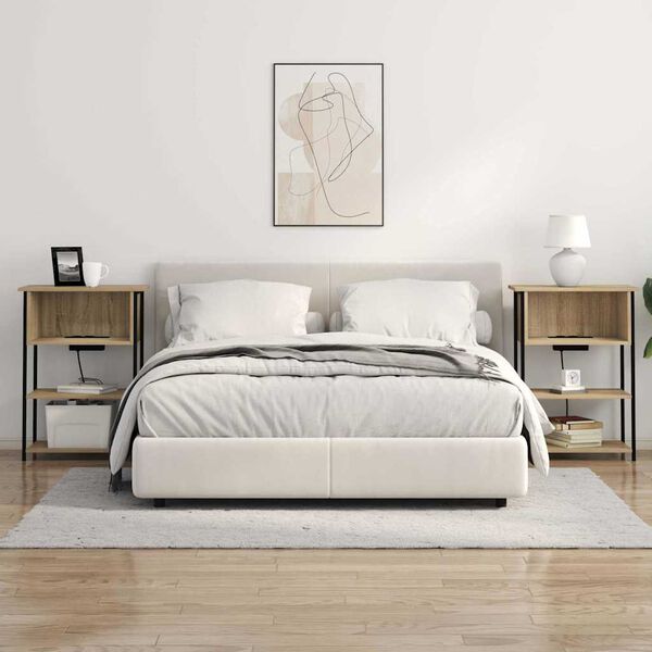 vidaXL Nattbordskap Sonoma eik 55 x 31 x 76 cm Konstruert tre