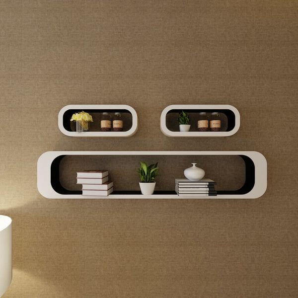 vidaXL Vegghyller 6 stk svart og hvit