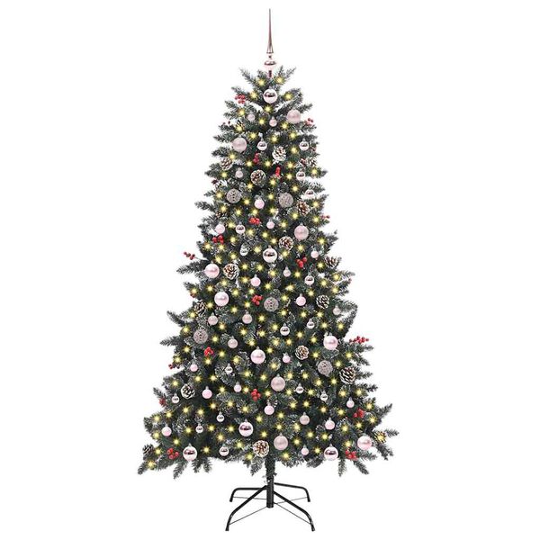 vidaXL Kunstig juletre med 300 LED gr&oslash;nn 180 cm PVC og plast og st&aring;l