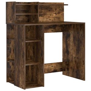 vidaXL Skrivebord R&oslash;kt eik Konstruert tre 90 x 48 x 101,5 cm