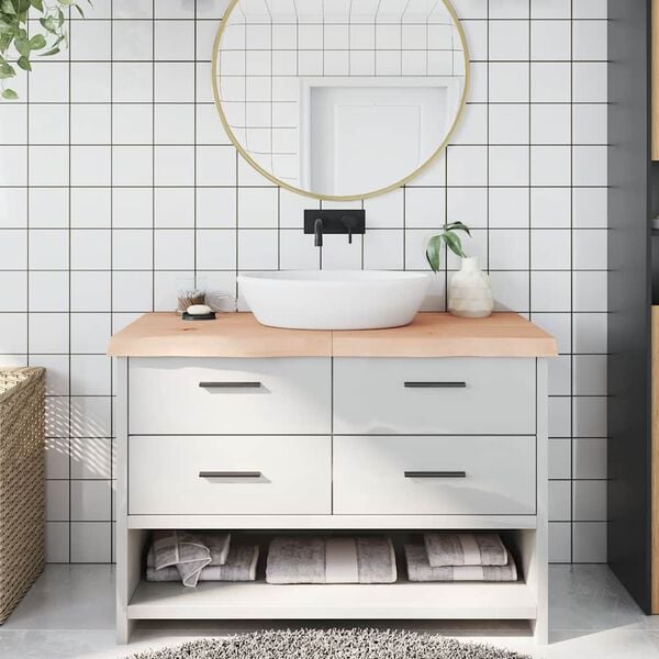 vidaXL Benkeplate til bad 120x50x(2-6) cm ubehandlet heltre