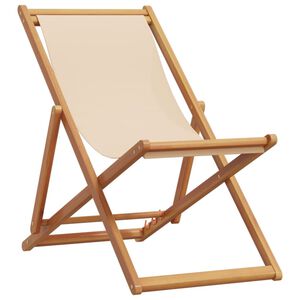 vidaXL Sammenleggbar strandstol beige heltre eukalyptus og stoff