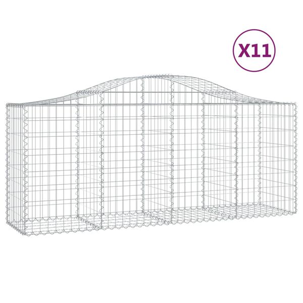 vidaXL Gabionkurver buede 11 stk 200x50x80/100 cm galvanisert jern