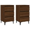 vidaXL Nattbord med metallben 2 stk brun eik 40x35x69 cm