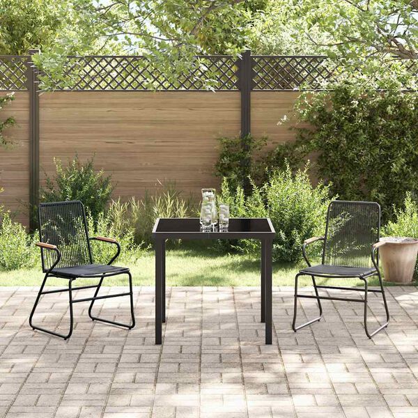 vidaXL Hage Spisegruppe 3 pcs Svart PVC-Rattan