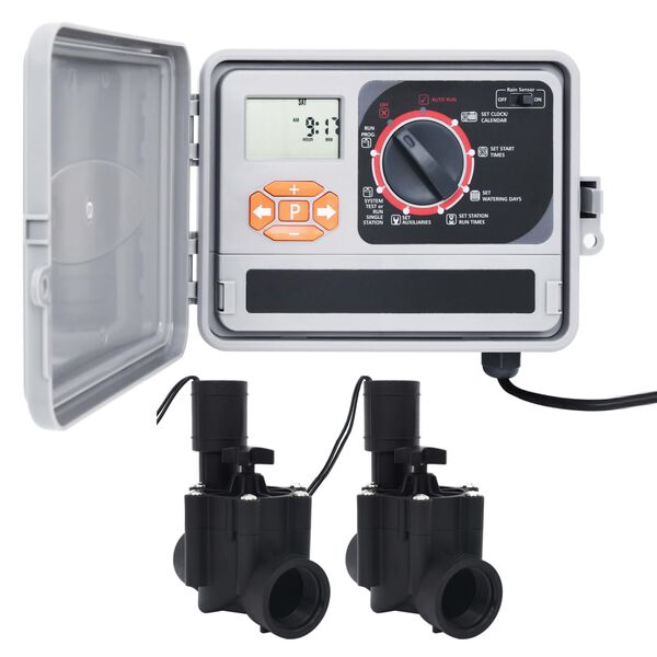 vidaXL Hagevanningsregulator med 2 magnetventiler