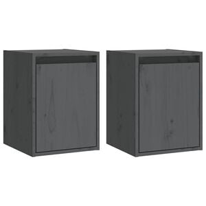 vidaXL Veggskap 2 stk gr&aring; 30x30x40 cm heltre furu