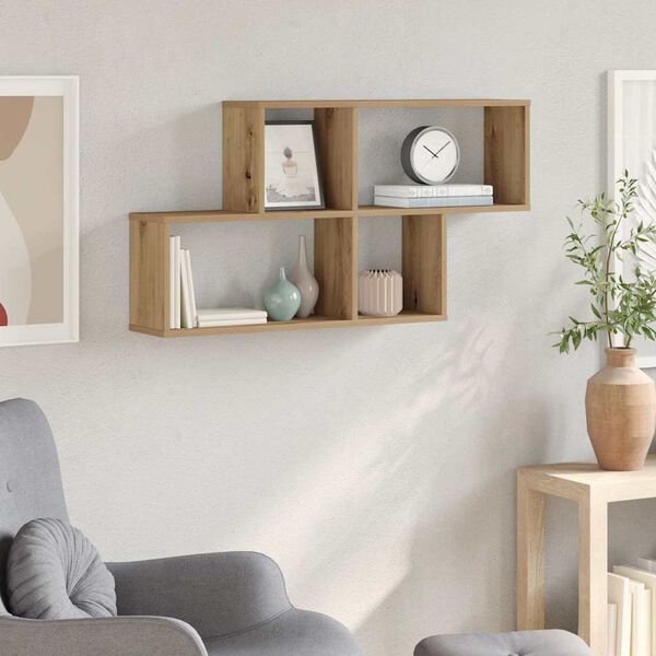 vidaXL Vegghylle artisan eik 100x18x53 cm konstruert tre