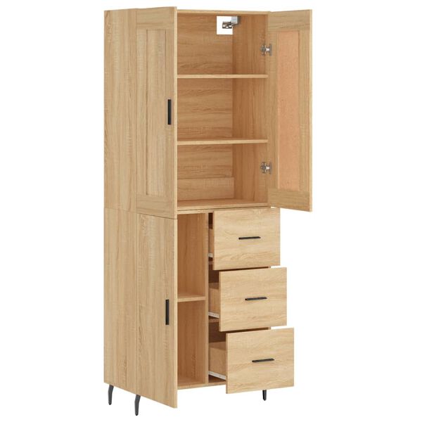 vidaXL Highboard sonoma eik 69,5x34x180 cm konstruert tre