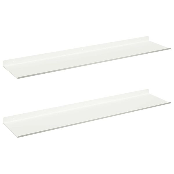 vidaXL Flytende hylle Veggmontert 2 pcs Hvit 80 x 18 x 2,5 cm St&aring;l