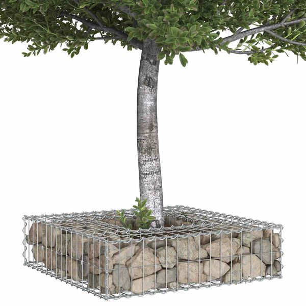 vidaXL Gabion hevet seng s&oslash;lv 80 x 80 x 12 cm Galvanisert St&aring;l