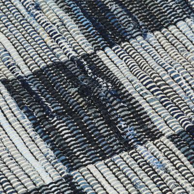 vidaXL Håndvevet Chindi teppe denim 120x170 cm blå