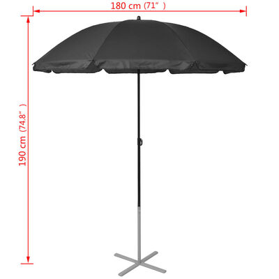 vidaXL Solsenger med parasoll aluminium svart