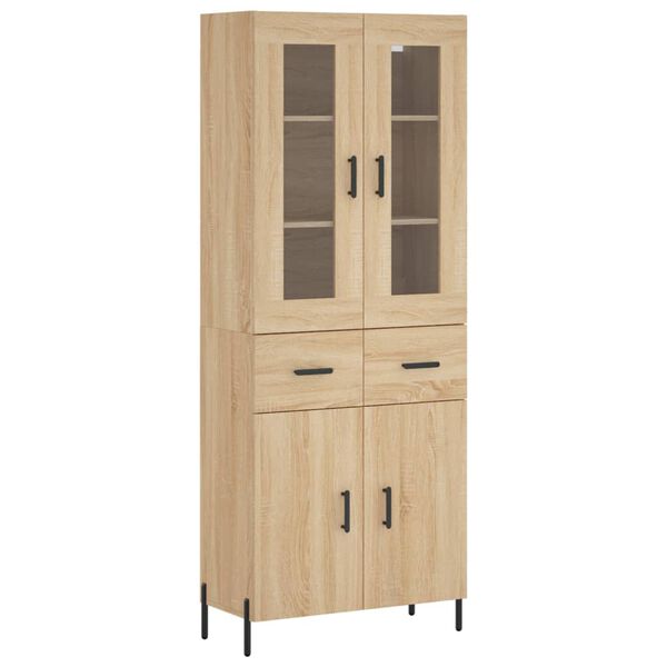 vidaXL Highboard sonoma eik 69,5x34x180 cm konstruert tre