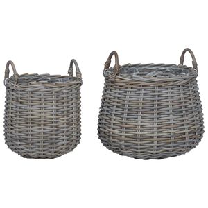 vidaXL Planterkurv med lagring 2 pcs Gr&aring; Lacak Rattan