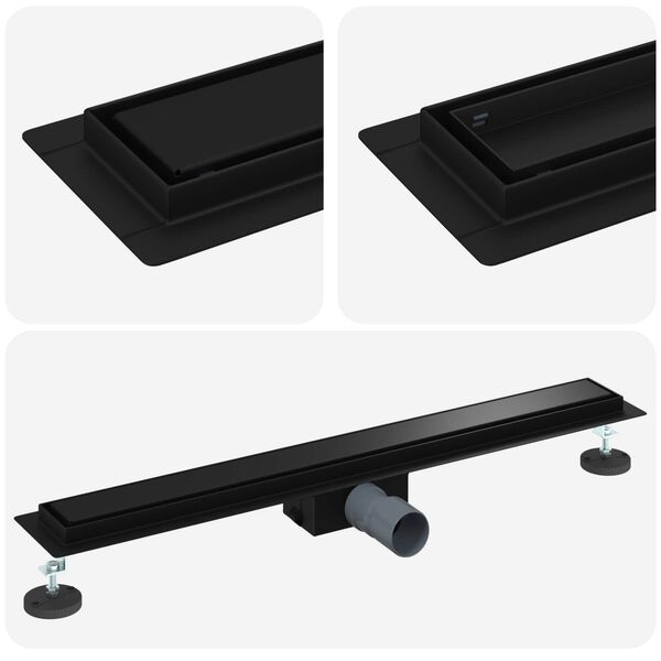 vidaXL 2 i 1 Dusjavl&oslash;p Svart 80 cm Rustfritt St&aring;l 304