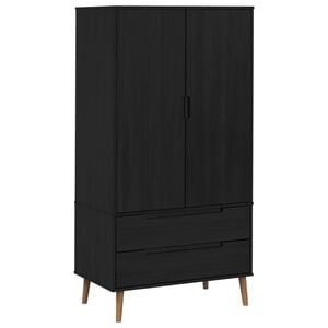 vidaXL Garderobeskap MOLDE Svart 90 x 55 x 175 cm Heltre furu