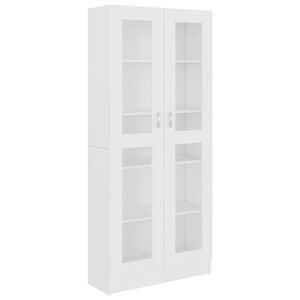 vidaXL Vitrine hvit 82,5x30,5x185 cm konstruert tre