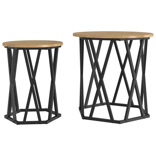 vidaXL Kaffebord 2 pcs Artisan Eik Konstruksjonsvirke og stål