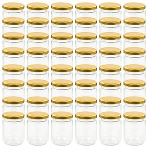 vidaXL Syltet&oslash;yglass med gult lokk 48 stk 230 ml