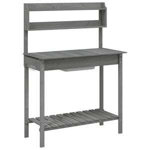 vidaXL Pottebord med skap 147,5x44x139,5 cm heltre gran