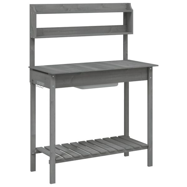 vidaXL Pottebord med skap 147,5x44x139,5 cm heltre gran