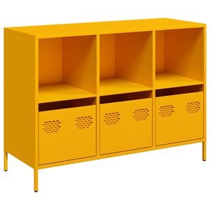 vidaXL Skjenk sennepsgul 101,5x39x73,5 cm kaldvalset st&aring;l