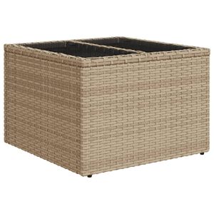 vidaXL Hagebord med glassplate beige 55x55x37 cm polyrotting