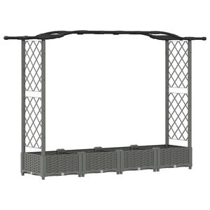 vidaXL Hevet Bed med Trellis og Tak Lysegr&aring; 207 x 40 x 126 cm PP