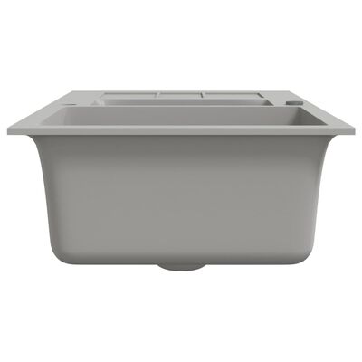 vidaXL Kjøkkenvask med dobbel kum grå granitt