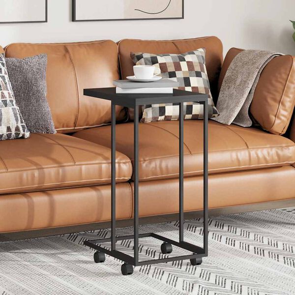 vidaXL Sidebord med hjul svart 40x30x63,5 cm konstruert tre