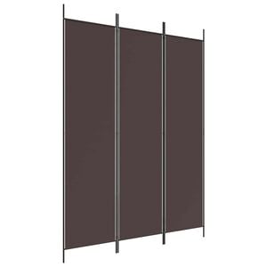 vidaXL Romdeler 3 paneler brun 150x200 cm stoff