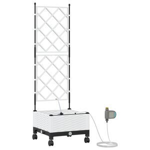 vidaXL Hageplantekasse med vanning og hjul Hvit 40 x 40 x 132 cm PP
