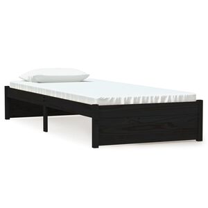 vidaXL Sengeramme svart heltre 75x190 cm Small Single