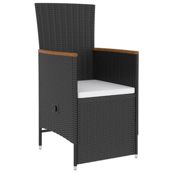 vidaXL Utendørs spisestue med puter 5 deler polyrotting svart