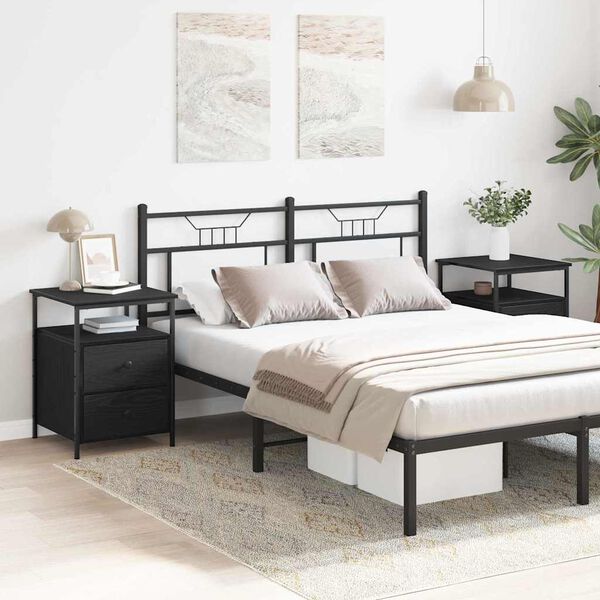 vidaXL Nattbordskap 2 pcs Svart Eik 34 x 35,5 x 50 cm Konstruert tre