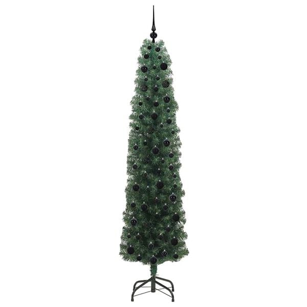 vidaXL Kunstig juletre med 300 LED gr&oslash;nn 210 cm PVC og st&aring;l og plast