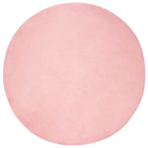 vidaXL Kunstpels Kanin Teppe Olite Rosa Ø 200 cm Polyester