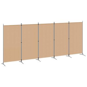 vidaXL 5-panel romdeler Beige 433 x 180 cm Stoff