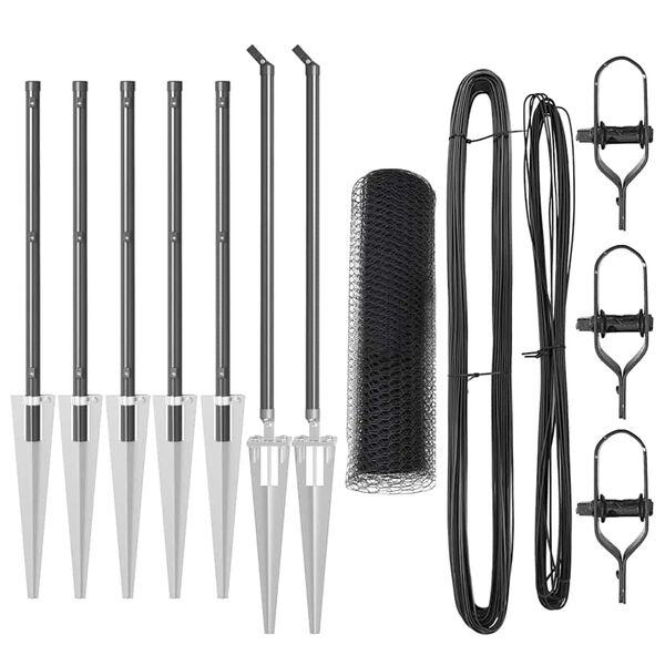 vidaXL Gjerdep&aring;le Gr&aring; 10 x 0,5 m (13 mm mesh) St&aring;l og PVC