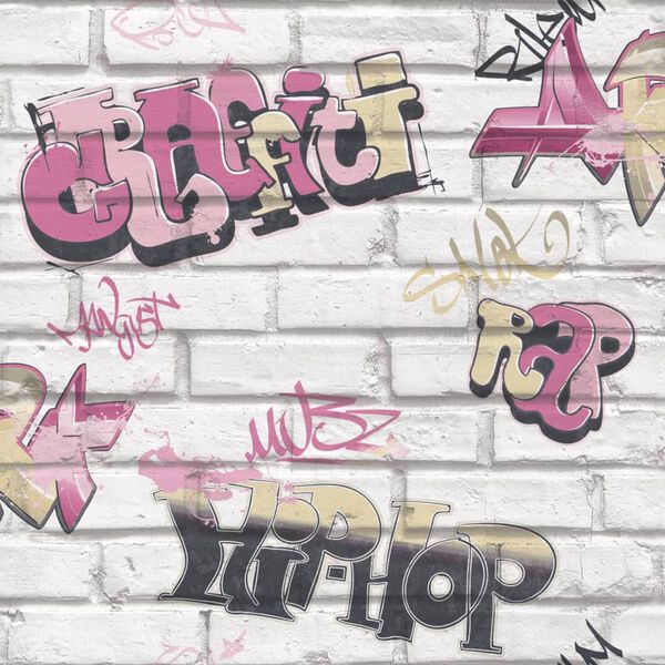 Noordwand Tapet Urban Friends & Coffee Graffity rosa og hvit