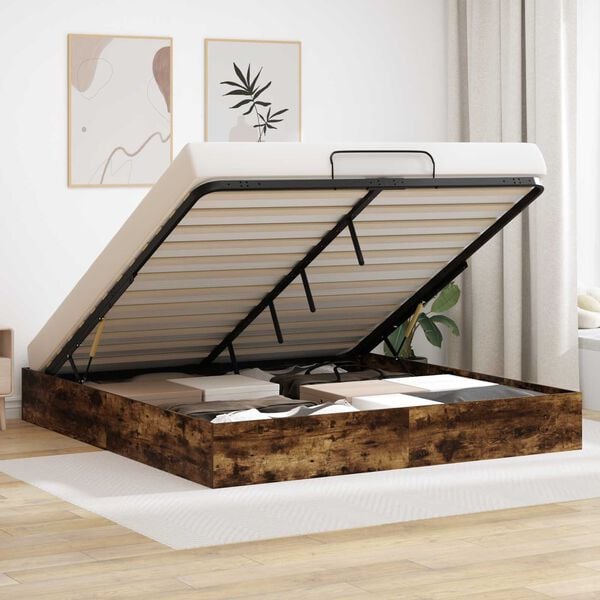 vidaXL Ottoman sengeramme R&oslash;kt eik 193 x 120 x 25 cm Sponplate