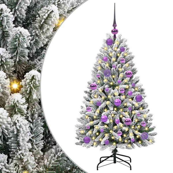 vidaXL Kunstig juletre med 150 LED Gr&oslash;nn og hvit 120 cm PVC og metall