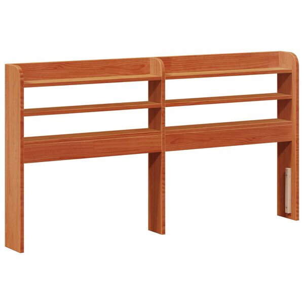 vidaXL Sengestamme med hodegjerde 2 pcs Vokset Brun Massiv furu