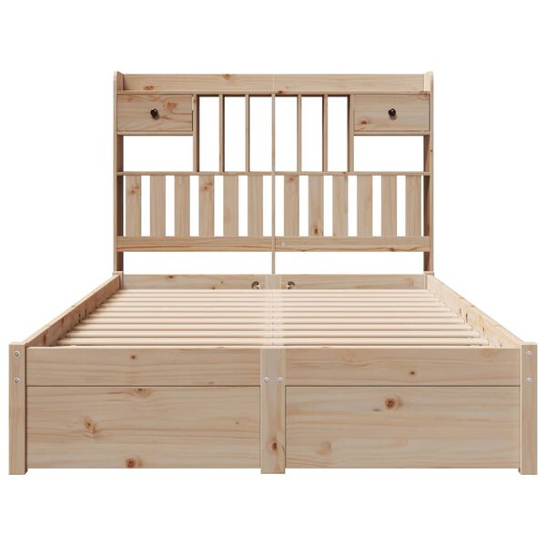 vidaXL Seng med bokhylle uten madrass 135x190 cm heltre furu
