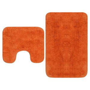 vidaXL Baderomsmattesett 2 stk stoff oransje