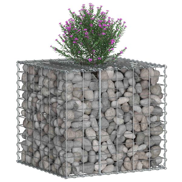 vidaXL Gabion hevet seng s&oslash;lv 60 x 60 x 55 cm Galvanisert St&aring;l