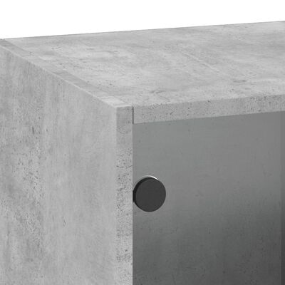 vidaXL Sideskap med glassdører betonggrå 35x37x100 cm