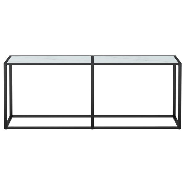 vidaXL Konsollbord hvit marmor 200x35x75,5 cm herdet glass