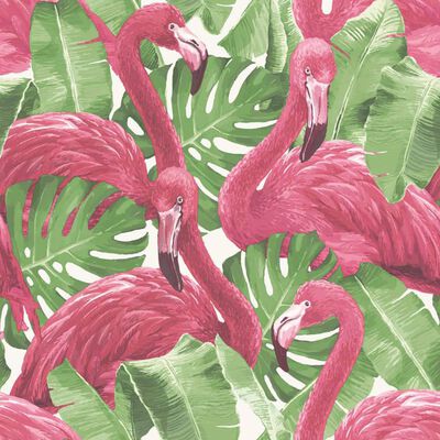 Noordwand Veggtapet Flamingo and Monstera rosa